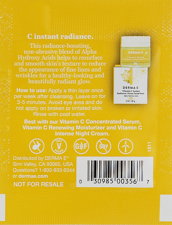 Осветляющий пилинг для лица цитрусовый - Derma E Vitamin С Instant Radiance Citrus Facial Peel (пробник) — фото N2