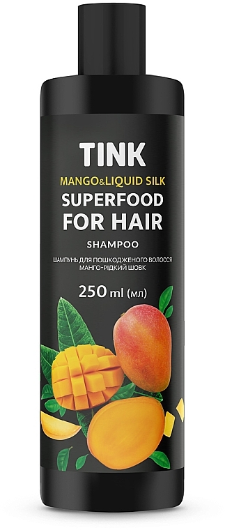 Шампунь для пошкодженого волосся "Манго і рідкий шовк" - Tink SuperFood For Hair Mango & Liquid Shampoo — фото N1