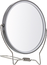 Двостороннє косметичне дзеркало, 13 см, сіре - Titania — фото N1