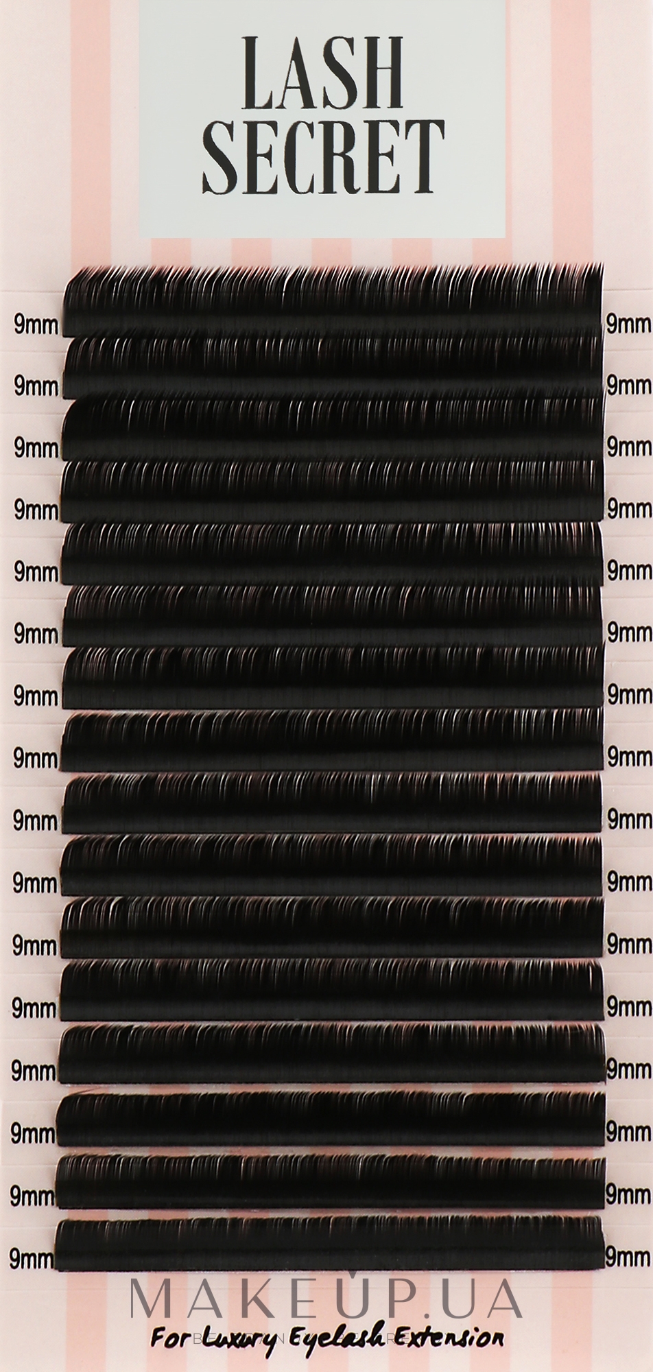 Накладные ресницы, черные, 16 линий (один размер, 0,1, L, 9) - Lash Secret — фото 1уп