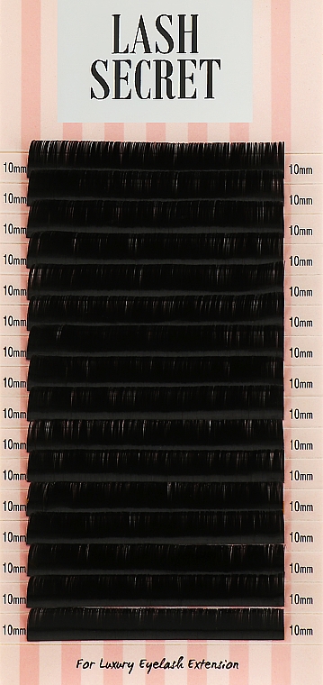 Накладні вії, чорні, 16 ліній (один розмір, 0.1, D, 10) - Lash Secret — фото N1
