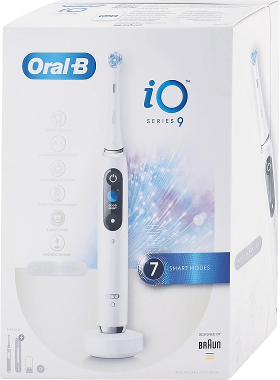 Электрическая зубная щетка, белая - Oral-B iO Series 9 White Alabaster — фото N2