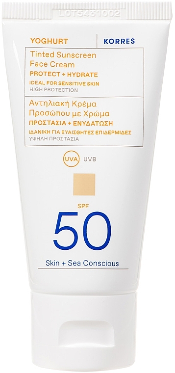 Тональний сонцезахисний крем для обличчя - Korres Yoghurt Tinted Sunscreen Face Cream SPF30 — фото N1