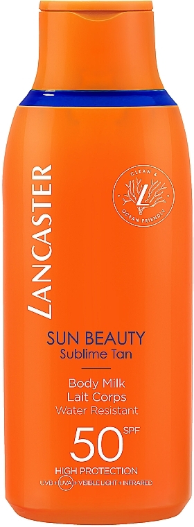 Водостійке сонцезахисне молочко для тіла - Lancaster Sun Beauty Sublime Tan Body Milk SPF50 — фото N1
