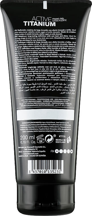 Гель с эффектом мокрых волос сильной фиксации - Kosswell Professional Dfine Active Titanium 5 — фото N2