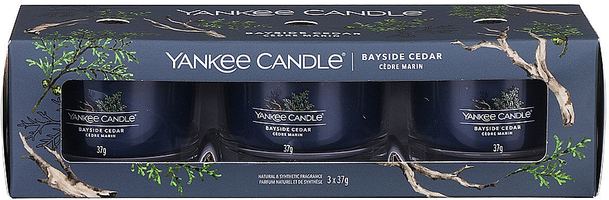 Набір ароматичних свічок - Yankee Candle Bayside Cedar (candle/3x37g) — фото N1