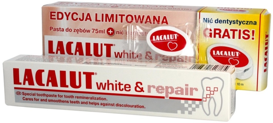 Набор - Lacalut White & Repair Set (t/paste/75ml + dental/floss) — фото N1