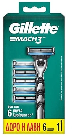 Станок для гоління із 6 змінними касетами - Gillette Mach3 — фото N1