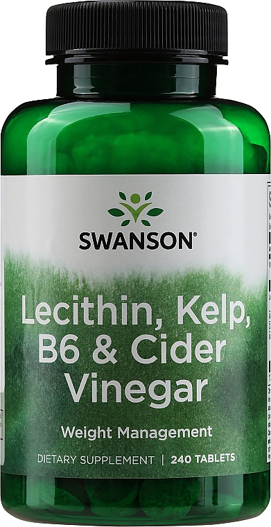 Пищевая добавка "Лецитин, водоросли, B-6 и яблочный уксус" - Swanson Lecithin Kelp B-6 & Cider Vinegar — фото N1