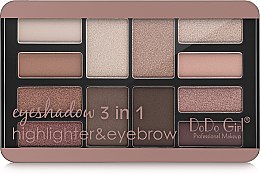 Палетка для макіяжу очей і обличчя - DoDo Girl 3 in 1 Eyeshadow & Highlighter & Eyebrow — фото N2