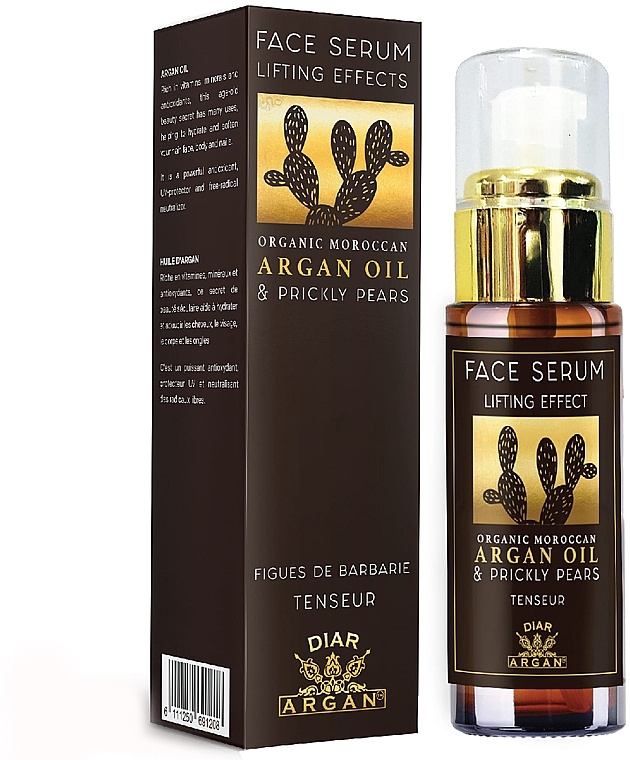 Лифтинг-сыворотка для лица "Аргановое масло и опунция" - Diar Argan Lifting Face Serum With Argan Oil & Prickly Pears — фото N1