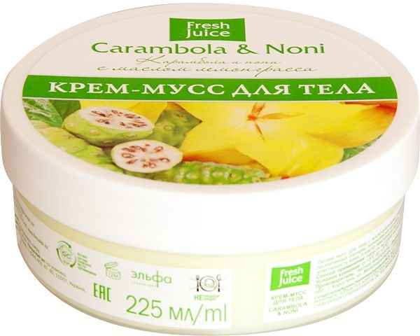 Крем-мусс для тела с маслом лемонграсса "Карамбола и нони" - Fresh Juice Carambola & Noni