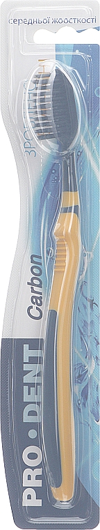 Зубна щітка "Carbon", середньої жорсткості, чорно-жовта - Pro Dent — фото N1