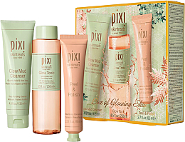 Духи, Парфюмерия, косметика Набор - Pixi Box Of Glowing Skin Set (tonic/250ml + f/clean/135ml + f/scr/80ml)