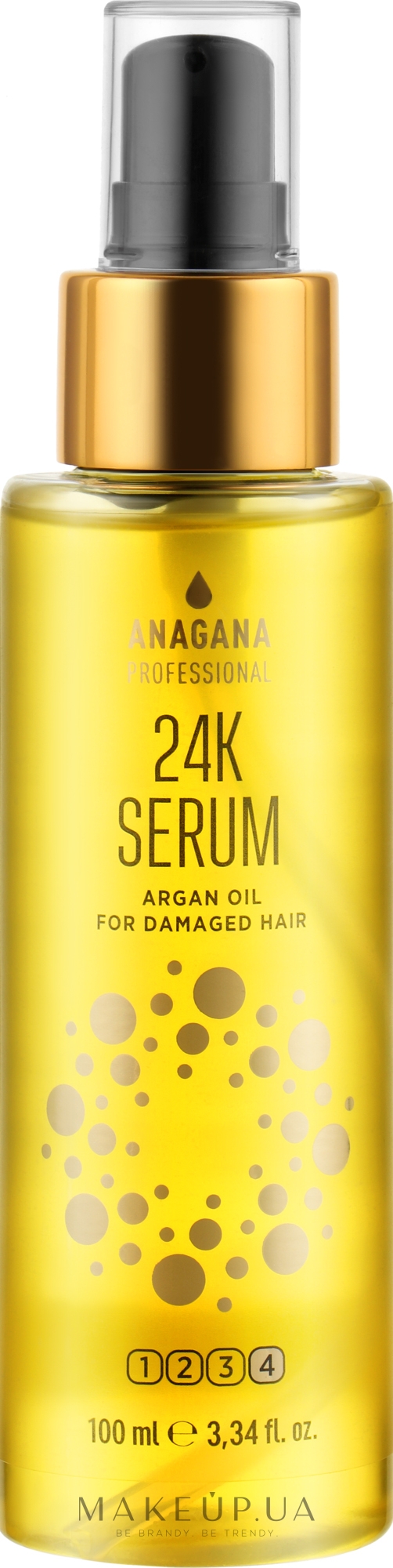 Флюид с маслом аргании для поврежденных волос - Anagana Professional 24K Argan Oil Serum — фото 100ml