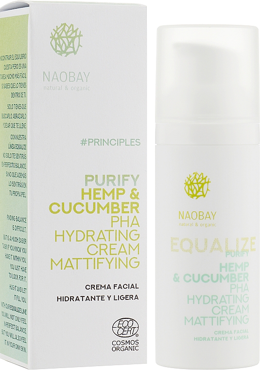 Зволожувальний і матувальний крем для обличчя - Naobay Purify Hemp & Cucumber PHA Hydrating Cream Mattifying — фото N2