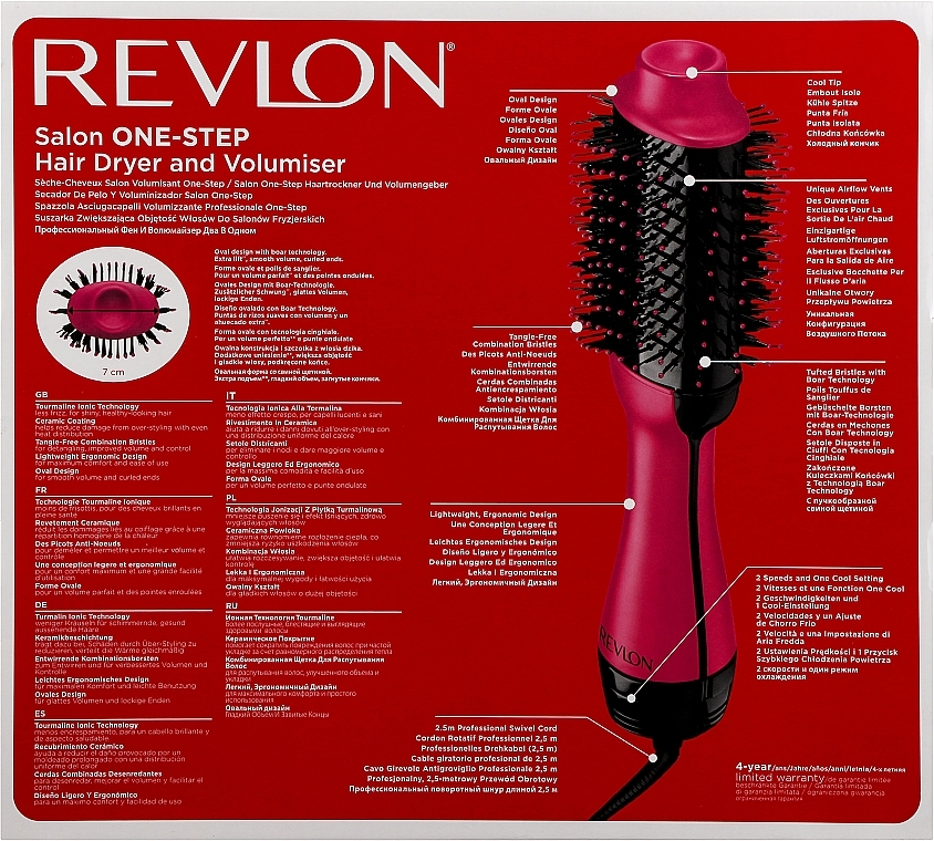 Щетка-фен для волос - Revlon One-Step Volumiser New Edition Pink  — фото N3