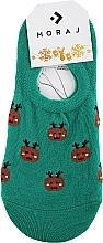 Шкарпетки жіночі короткі з різдвяним мотивом, зелені - Moraj — фото N1