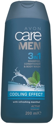 Шампунь-гель для душа - Avon Care Men 3in1 Shampoo, Conditioner & Body Wash Cooling Effect — фото N1