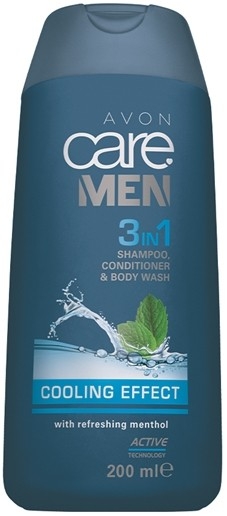 Шампунь-гель для душу - Avon Care Men 3in1 Shampoo, Conditioner & Body Wash Cooling Effect — фото N1