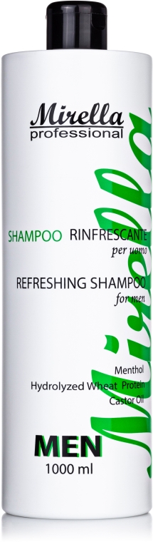Шампунь для мужчин, с ментолом и касторовым маслом - Mirella Professional Shampoo — фото N2
