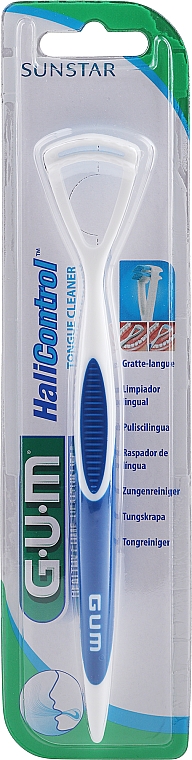 Очищувач язика, синій - G.U.M Dual Action Tongue Cleaner Brush And Scraper — фото N1