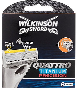 Сменные картриджи для бритвы, 8 шт. - Wilkinson Sword Quattro Titanium Precision — фото N1