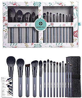 Набір пензлів для макіяжу, 15 шт. - Eigshow Beauty Eigshow Makeup Brush Kit In Gift Box Agate Grey — фото N3