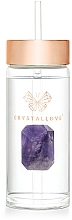 Скляна пляшка для води з аметистом і трубочкою, 400 мл - Crystallove Glass Water Bottle with Amethyst and Straw — фото N7