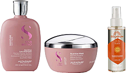 Парфумерія, косметика Набір - AlfaParf Semi Di Lino Moisture Fiber & Color Care (shm/250ml + mask/200ml + oil/120ml)