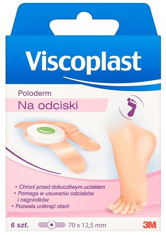 Пластыри от мозолей, 70 х 12.5 мм, 6 шт. - Viscoplast Poloderm — фото N1