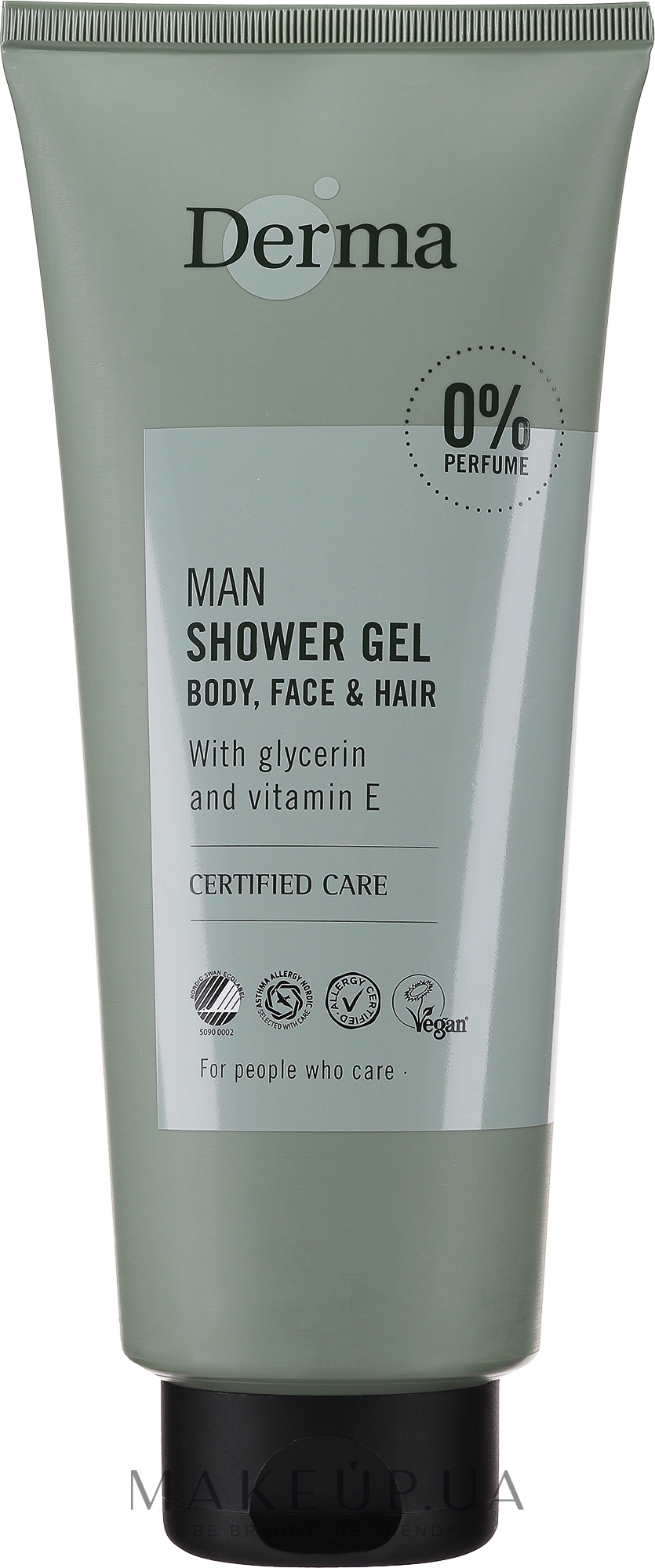 Гель для мытья лица, тела и волос - Derma Man Shower Gel Body Face & Hair For People Who Care Vegan — фото 350ml