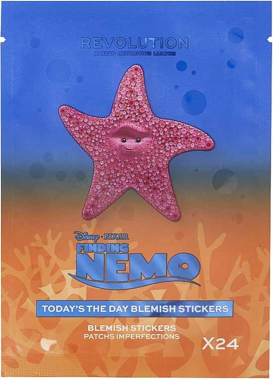 Набор наклеек для устранения пятен на лице, 24 шт. - Makeup Revolution Disney & Pixar’s Finding Nemo Today's The Day Blemish Stickers — фото N1