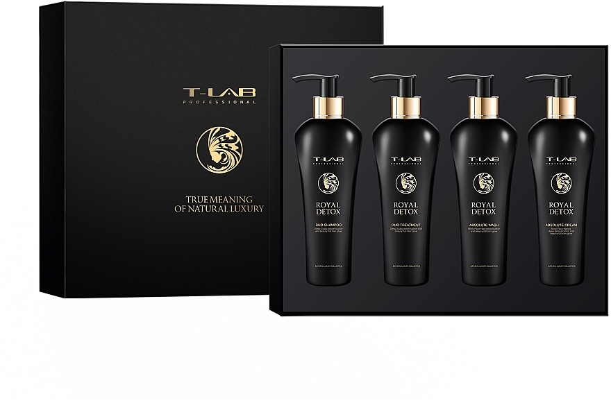 УЦІНКА Набір - T-LAB Professional Royal Detox (sham/300ml + cond/300ml + b/h/wash/300ml + b/cream/300ml) * — фото N1