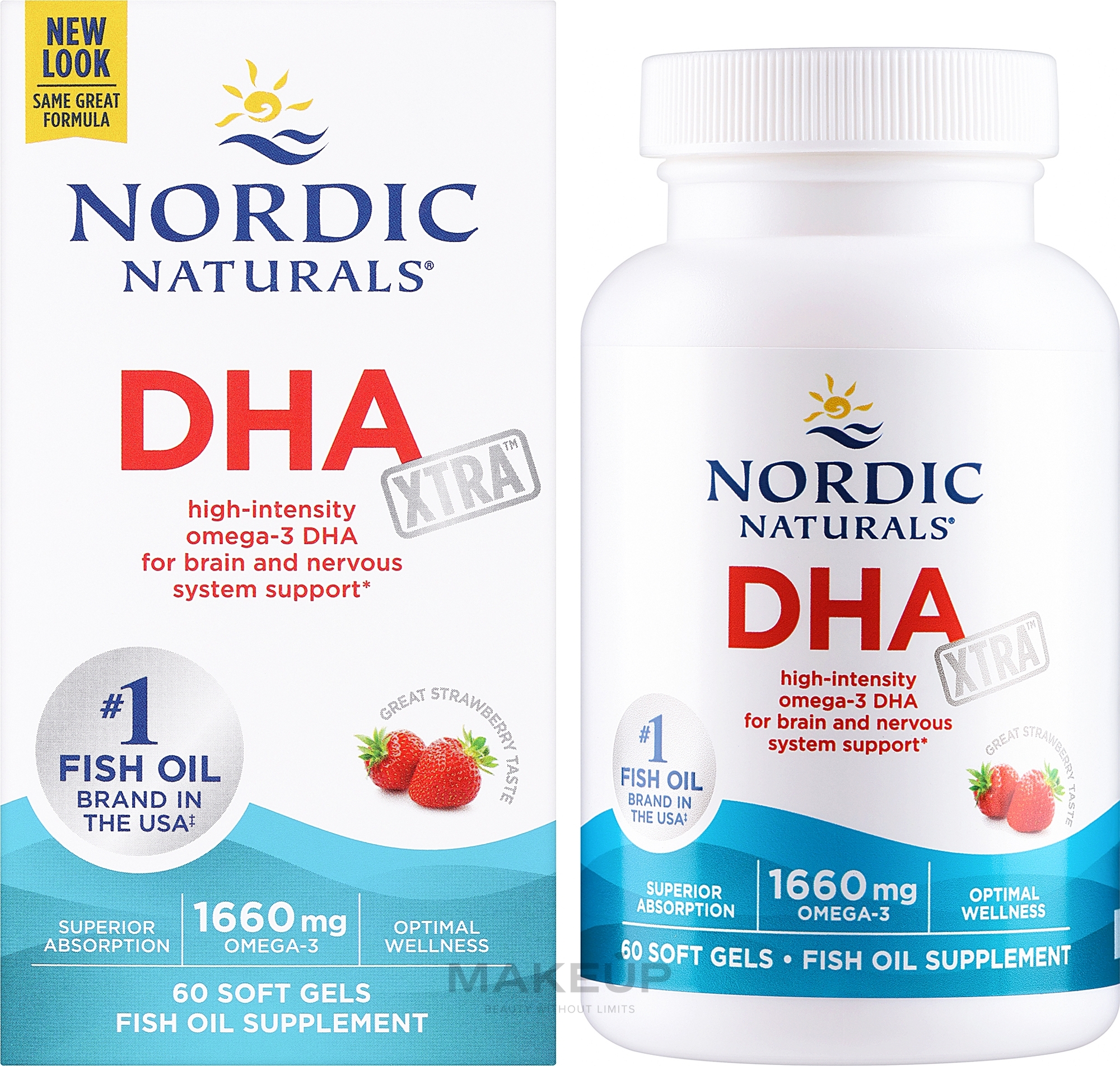 Харчова добавка, 1660 мг зі смаком полуниці "Омега-3" - Nordic Naturals DHA Strawberry — фото 60шт