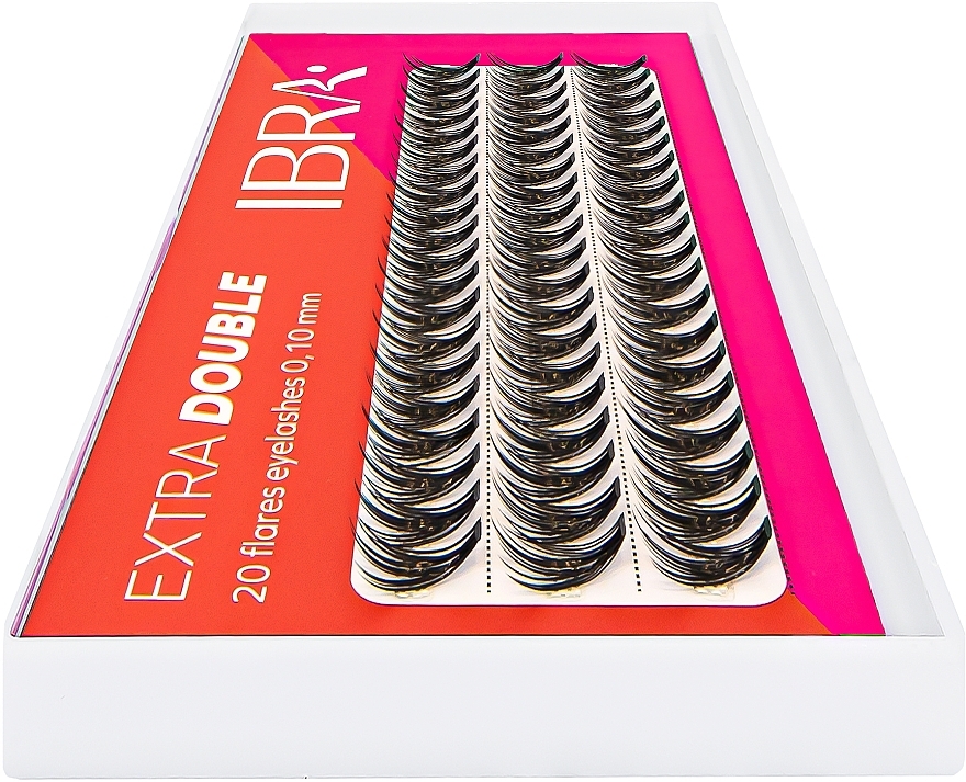Накладні пучки C 0,1 мм, мікс - Ibra Extra Double 20 Flares Eyelash Mix — фото N2