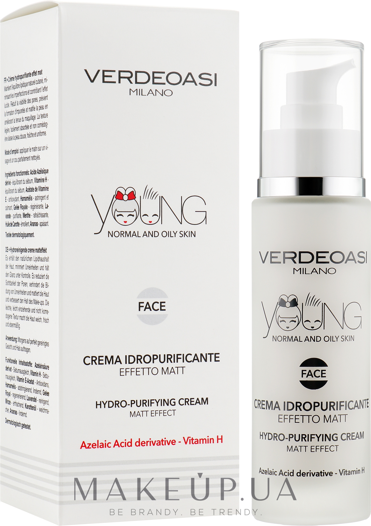 Очищающий и увлажняющий крем с матовым эффектом - Verdeoasi Young Hydro-Purifying Cream Matt Effect — фото 50ml