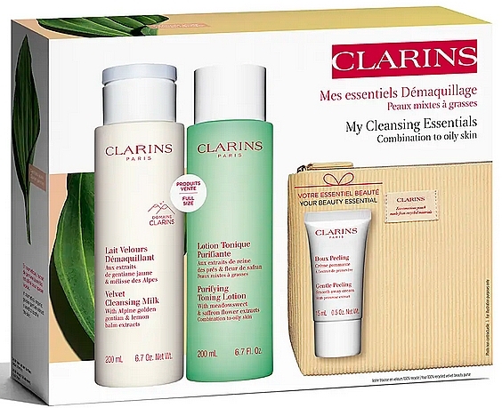 Набір - Clarins My Cleansing Essentials (f/lmilk/200ml + f/lot/200ml + f/cr/15ml + makeup/bag) — фото N4