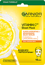 Духи, Парфюмерия, косметика Тканинна маска з вітаміном С для нерівномірного тону тьмяної шкіри обличчя - Garnier Skin Naturals Vitamin C Super Hydrating Sheet Mask
