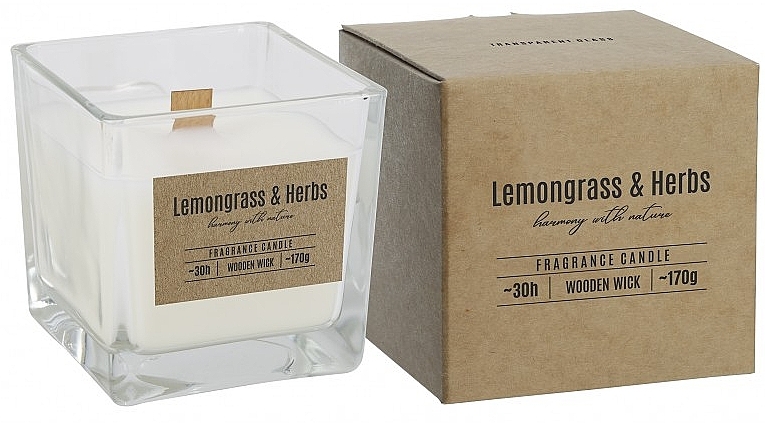 Ароматична свічка з дерев'яним ґнотом "Лемонграс і трави" - Bispol Fragrance Candle Lemongrass And Herbs — фото N1