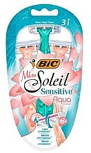 Женский станок одноразовый, 3 шт. - Bic Miss Soleil 3 Sensitive Aqua Colors — фото N1