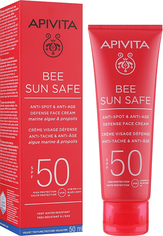 Сонцезахисний крем для обличчя з морськими водоростями й прополісом - Apivita Bee Sun Safe Anti-Spot & Anti-Age Defense Face Cream SPF 50 — фото N2
