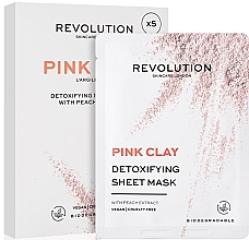 Набор тканевых масок - Revolution Skincare Pink Clay Detoxifying Sheet Mask (f/mask/5pcs) — фото N3