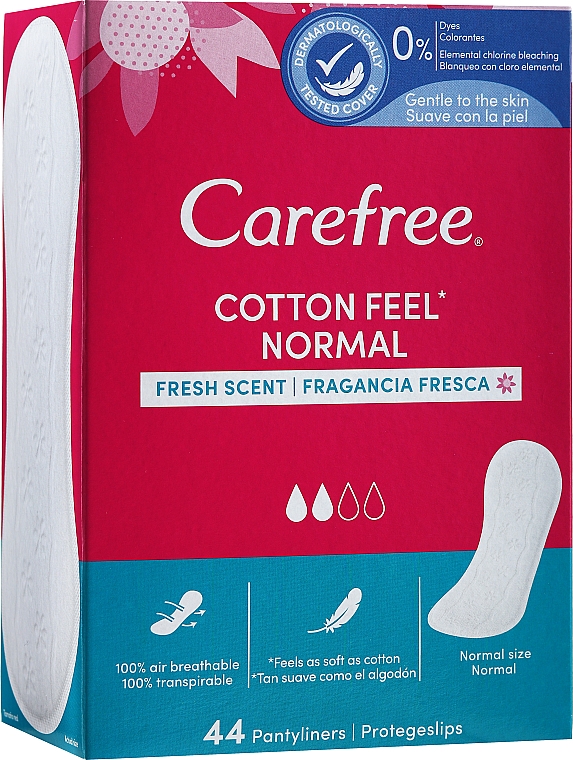 Гигиенические ежедневные прокладки, 44шт - Carefree Normal Cotton Fresh — фото N1