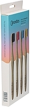 Зубні щітки бамбукові, 4 шт., з чорною, рожевою, блакитною та жовтою щетиною - Nordics Aadult Bamboo Toothbrushes — фото N2