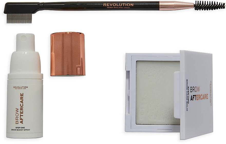 Набір для догляду за ламінованими бровами - Makeup Revolution Brow Lamination Aftercare & Growth Set (spray/15ml + gel/5.5g + brush) — фото N2