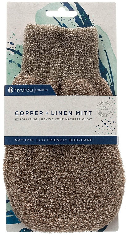 Спа-рукавиця лляна з міддю - Hydrea London Linen Exfoliating Mitt with Copper — фото N1