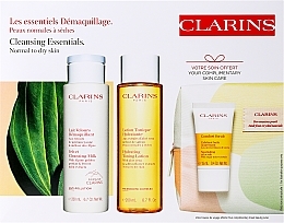 Парфумерія, косметика Набір - Clarins Cleansing Essentials for Normal Skin (f/milk/200ml + f/lot/200ml + f/scrub/15ml + bag)