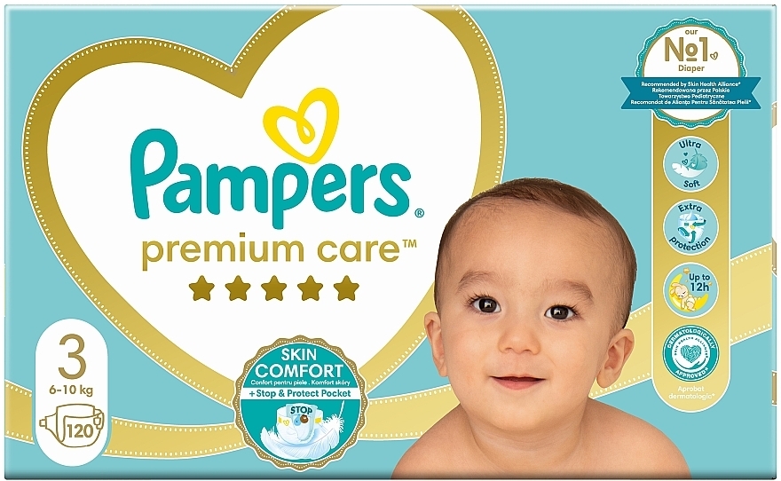 Подгузники Pampers Premium Care Размер 3 (Midi), 6-10кг, 120 штук  - Pampers — фото N2