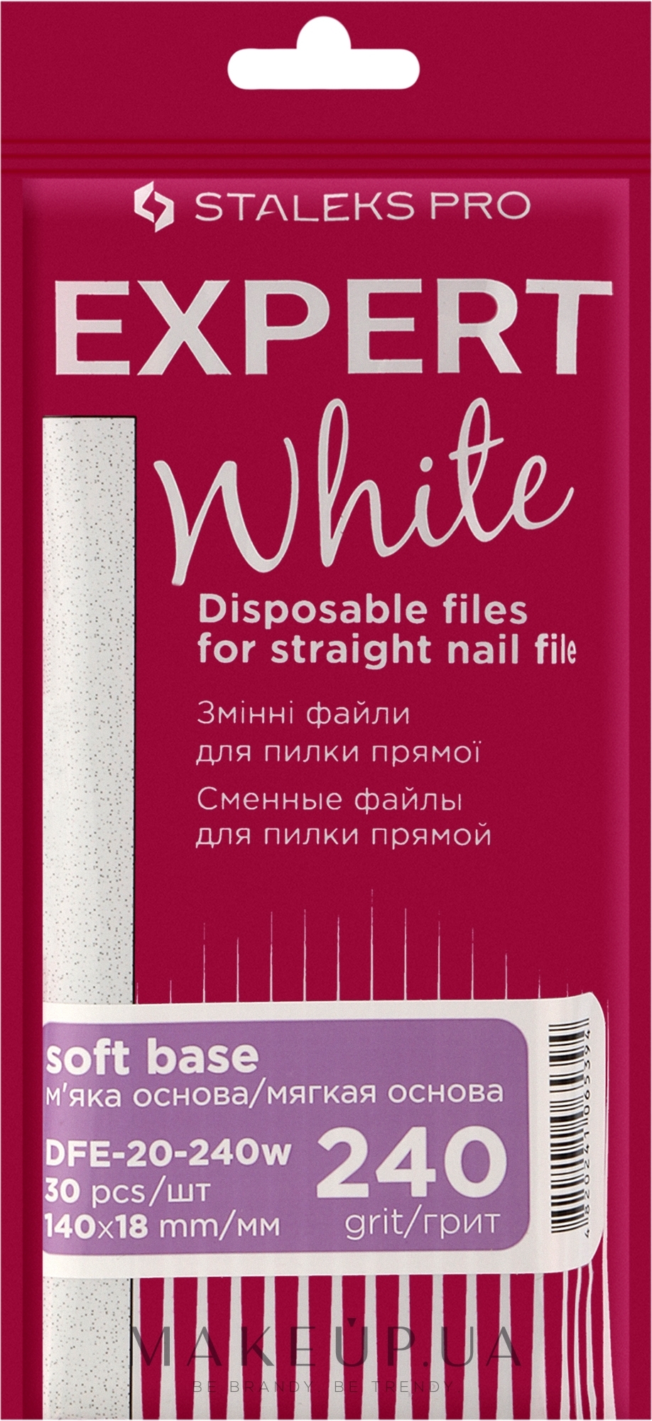 Набір змінних файлів для пилки прямої на м'якій основі, білі, 240 грит, 30 шт. - Staleks Pro Expert White 20 — фото 30шт